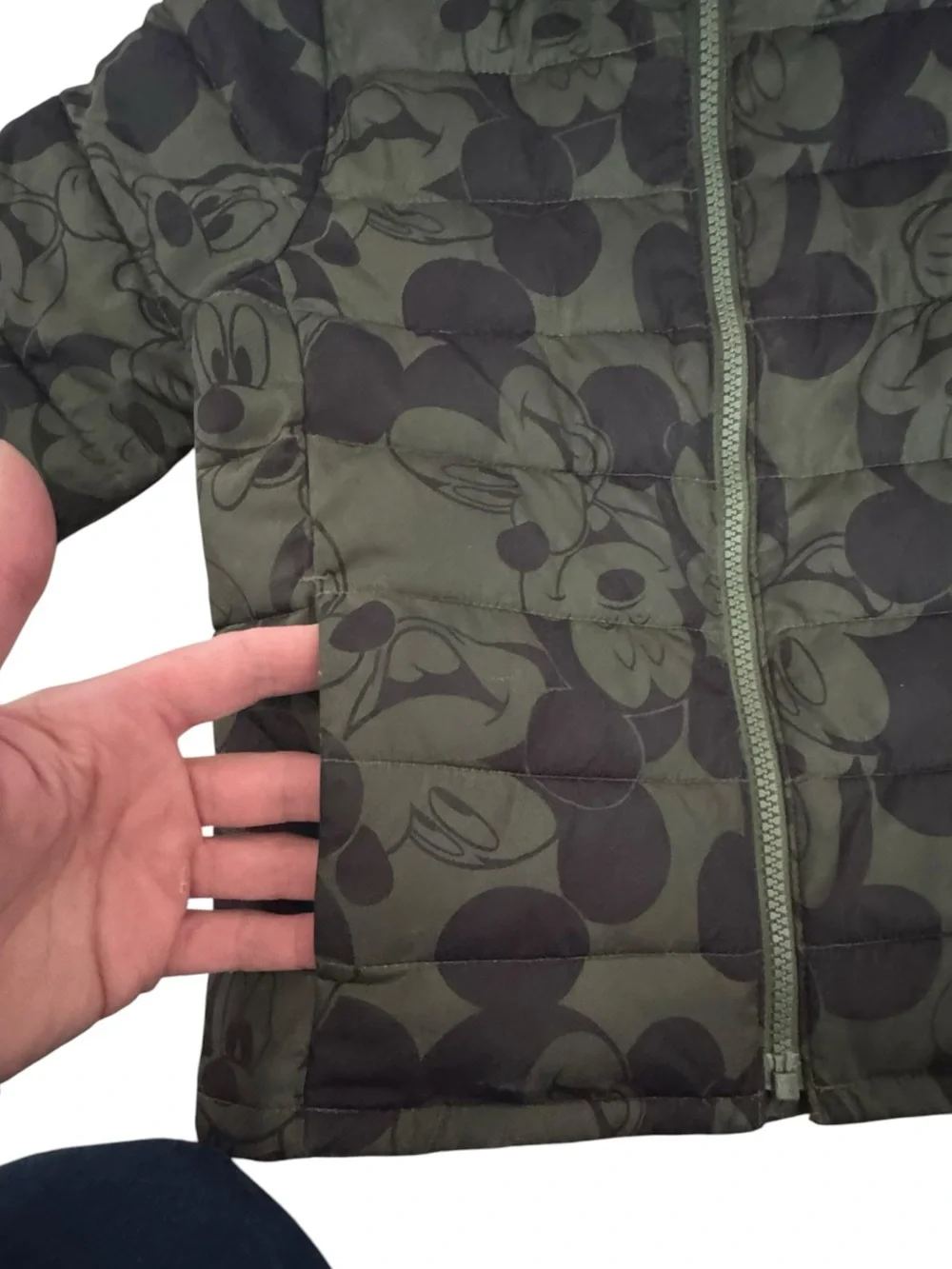 Baby Gap x Disney Mickey Mouse Camo Puffer Jacket Hooded Green Boys 5T